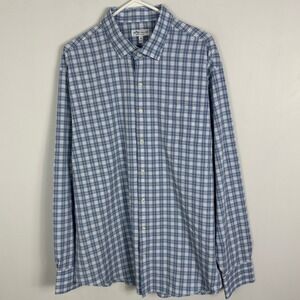 Peter Millar Summer Comfort Crown Long Sleeve Collared‎ Shirt Blue Plaid Size XL